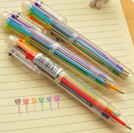 Creative Six Color Ball Point Pen School Office Supply