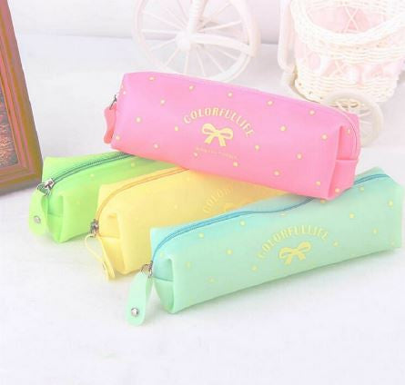 Bow Jelly Silicone Waterproof Pencil Case